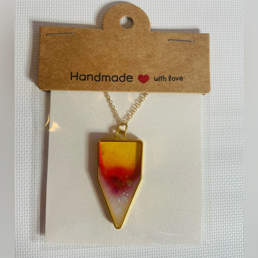 Hand Crafted Resin Elegant Candy Corn Pendant Necklace